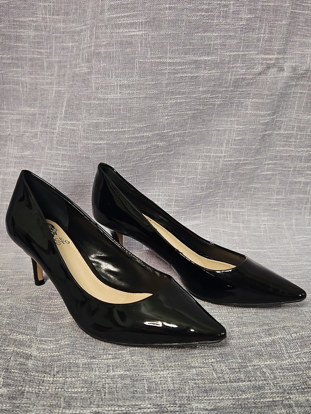 Vince Camuto Savilla Black Patent Leather Pointed Toe Pumps